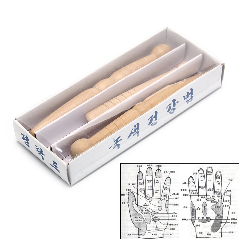 Dechoicelife 3Pcs Original Wooden Foot Body Massage Stick Foot Reflexology Massager Relieve Muscle Soreness Relaxing Tool