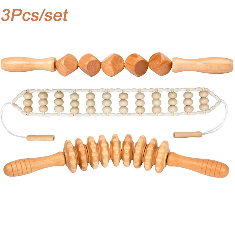 Dechoicelife Green (A-) Wooden Body Massage Tool Maderoterapia Kit Wood Massager Roller Wood Gua Sha Roller Manual Wooden For Body Contour Massager