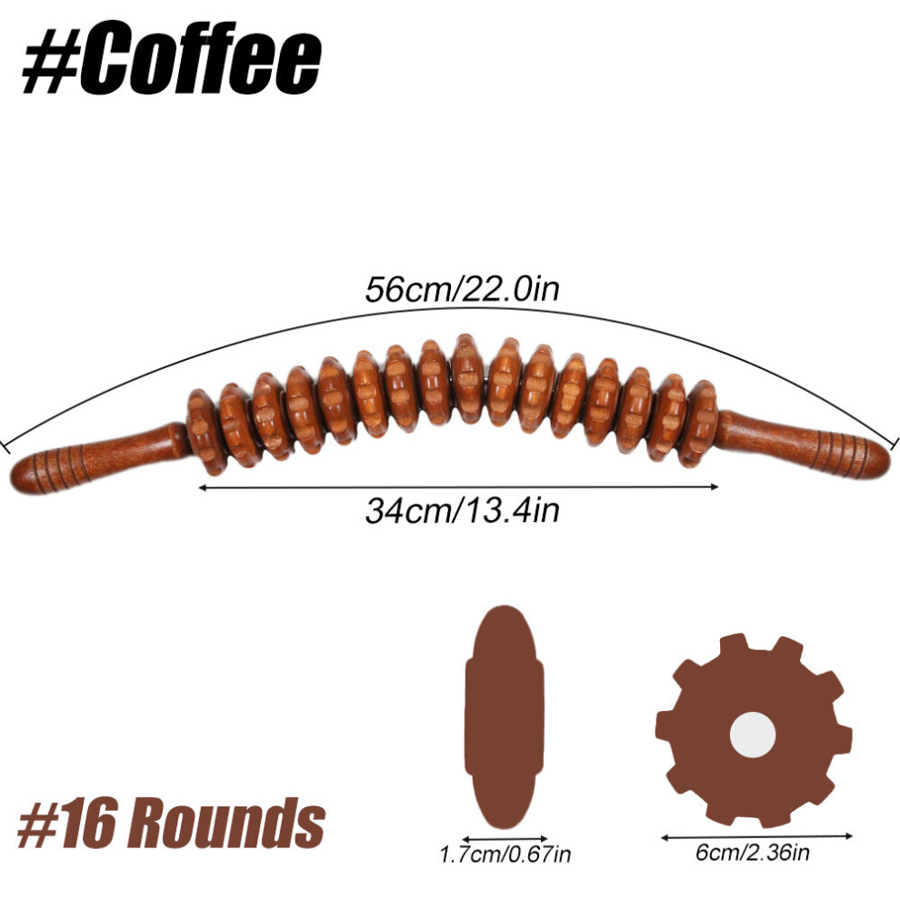 Dechoicelife (A-Coffee-16 Rounds) 1Pcs Curved Wooden Massage Roller For Waist And Thigh, Multi-Functional Body Roller For Cellulite Reduction And Muscle Tension