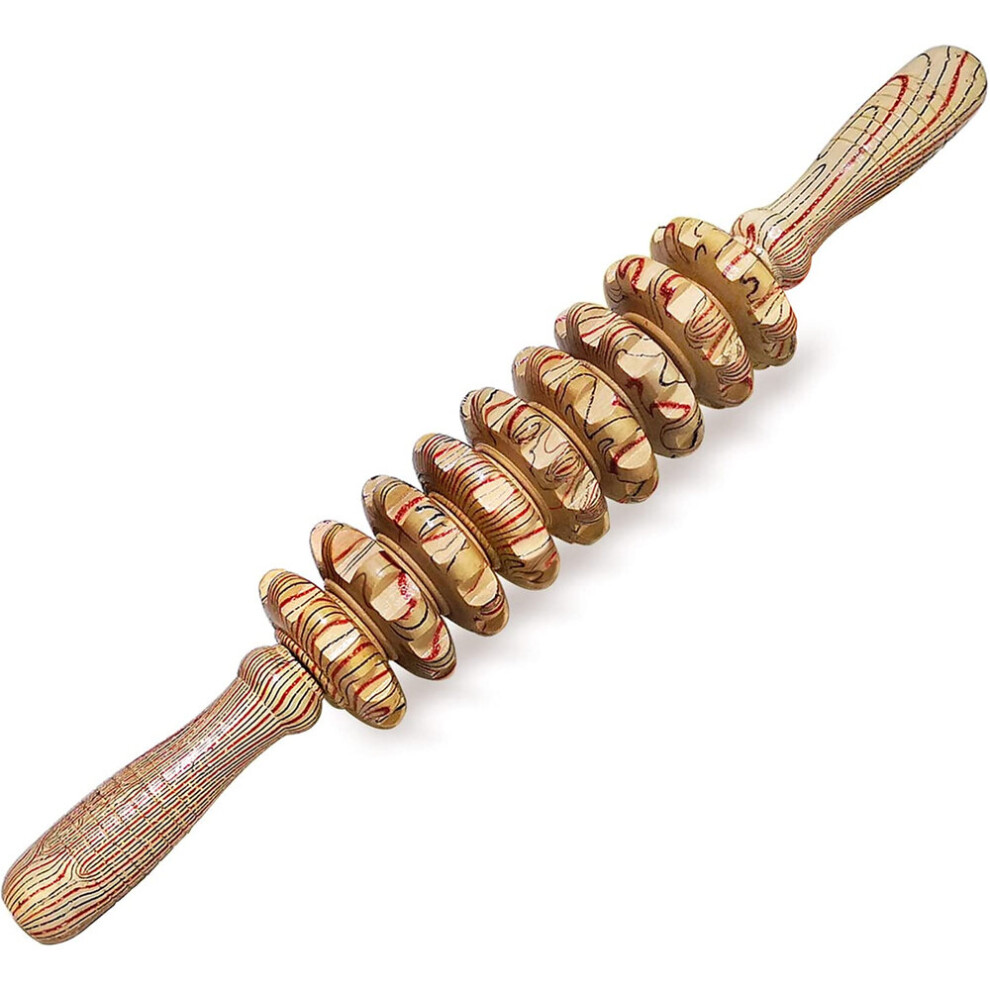 Dechoicelife (A-Type-1) Wooden Massager Handheld Roller Trigger Point Massager Stick For Fascia,Cellulite,Muscle & Abdomen,Body Therapy Massager
