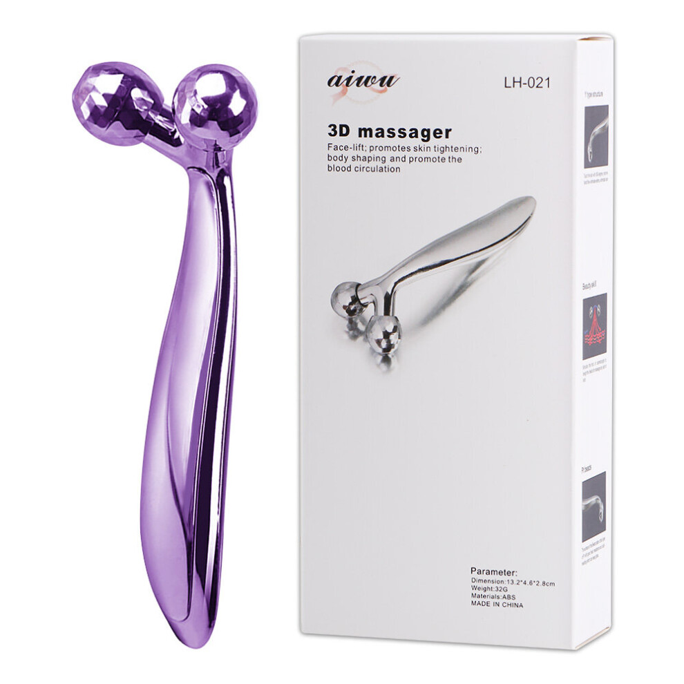 Dechoicelife Purple (A- With Box) Face Roller Massager Thin Face Massager 360 Rotate Full Body Shape Y Shape Massagers Aniti Wrinkle Lifting Facial Massage Tool