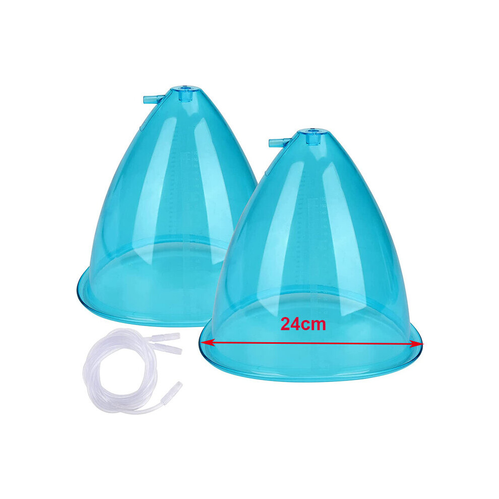 Dechoicelife Blue (A-Cups And Pipe) 2Pcs Large 24Cm Massager Cups Buttock Lifting Breast Enlargement Vacuum Suction Machine Accessory Replacement Cups