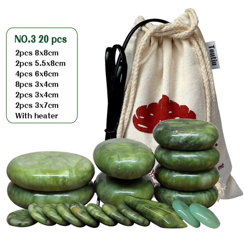 Dechoicelife (A-No3 Stones Heater) Tontin Jade Glaze Therapy Hot Stone Massage Set Massager Back Massageador Health Care Stones For Massage Spine Basalt Stone Spa
