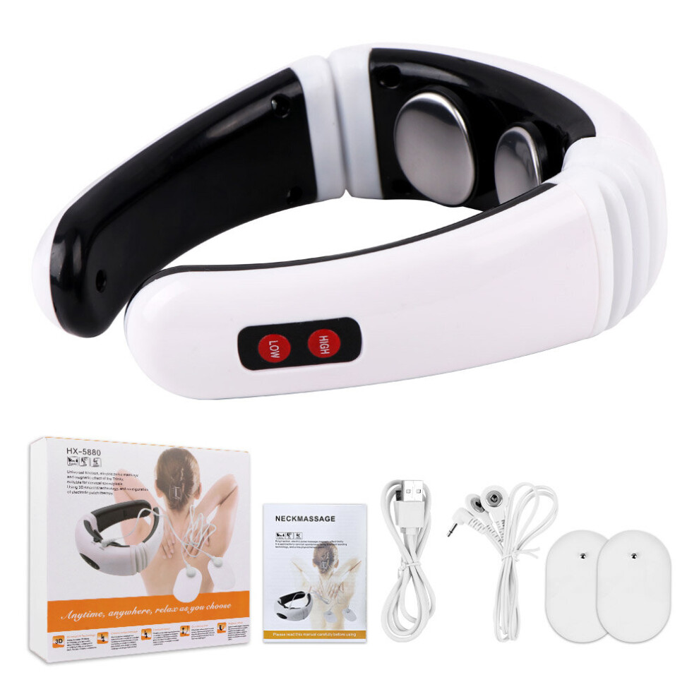 Dechoicelife (A-Type 4) Electric Neck Massager Cervical Massager Tens Low Frequency Pulse Heating Ems Microcurrent Shiatsu Relaxing Massage Pain Relief