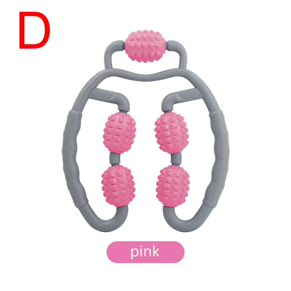 Dechoicelife (A-D Pink 5 Wheels) Massage Roller Anti-Cellulite Massager Body Leg Slimming Roller Yoga Training Device U-Shaped Pilates Muscle Relaxation Roller