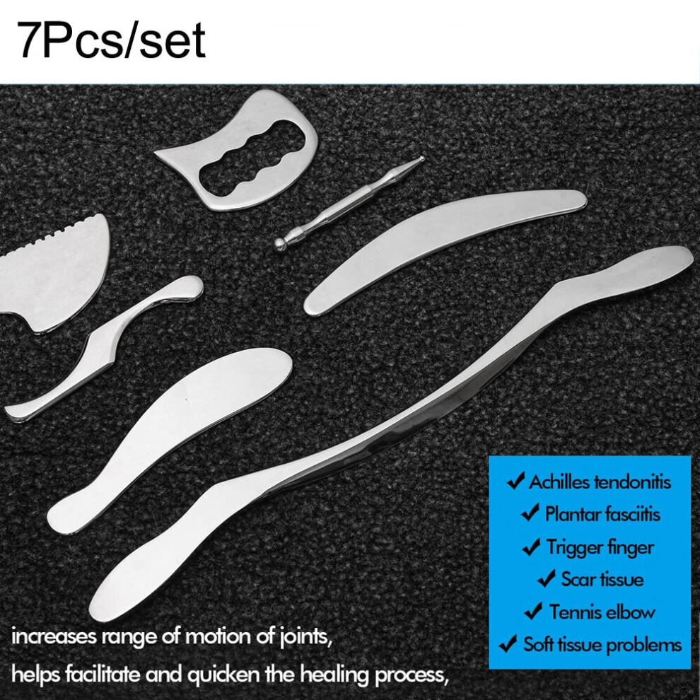 Dechoicelife (A-7Pcs) Medical Stainless Steel Gua Sha Scraper Physical Therapy Fascia Knife Myofascial Release Iastm Tools Physiotherapy Knife