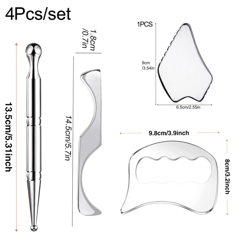 Dechoicelife (A-4Pcs) Medical Stainless Steel Gua Sha Scraper Physical Therapy Fascia Knife Myofascial Release Iastm Tools Physiotherapy Knife