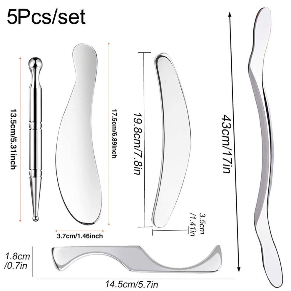 Dechoicelife (A-5Pcs) Medical Stainless Steel Gua Sha Scraper Physical Therapy Fascia Knife Myofascial Release Iastm Tools Physiotherapy Knife