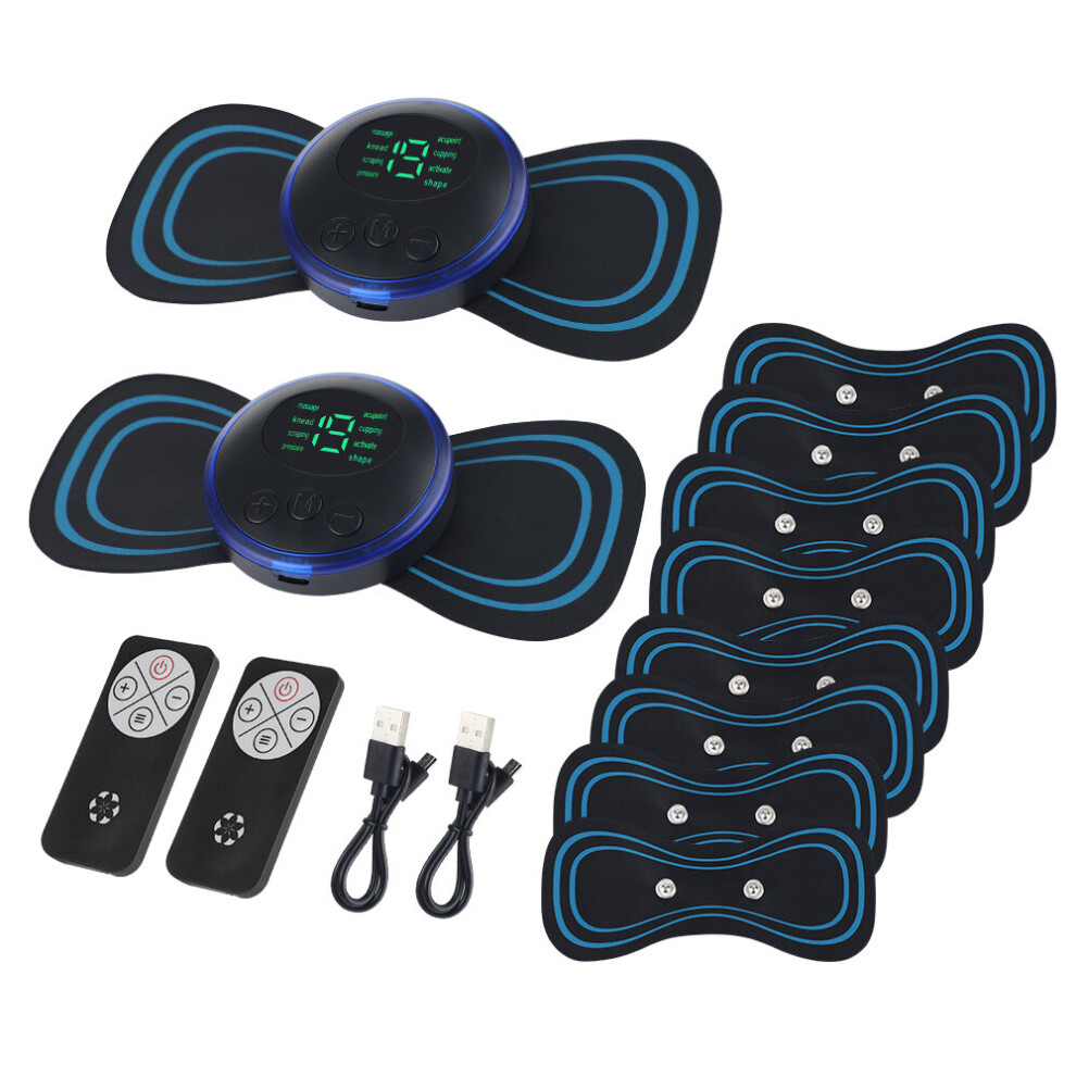 Dechoicelife (A-With 10Pcs Sticker) Mini Neck Stretcher Electric Massager 8 Modes Portable Cervical Massage Decompression Back Massager 19 Gear Muscle Machine