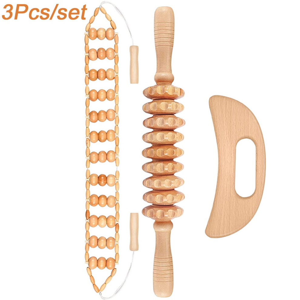 Dechoicelife (A-Red) Wood Therapy Massage Tools,Massage Roller Lymphatic Drainage Paddle Cube Massage Stick Straight Roller Stick Massager Cup
