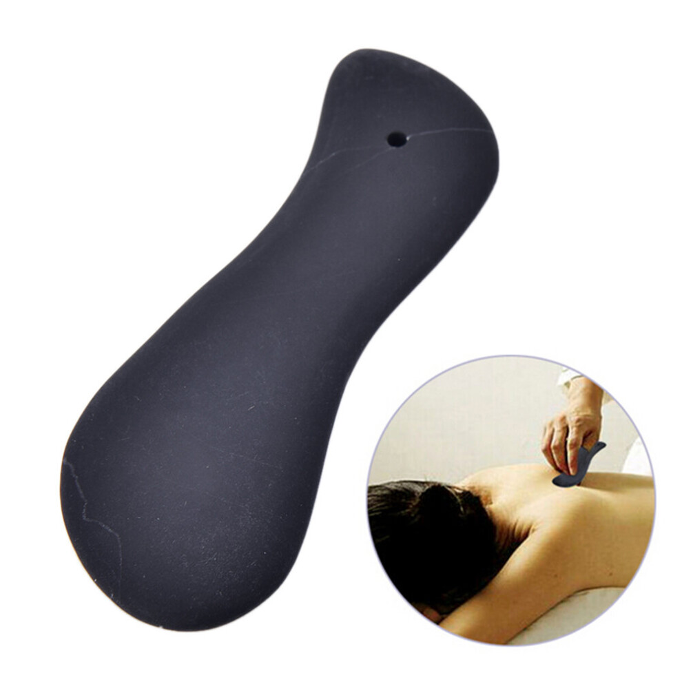 Dechoicelife Black Bian Stone Massage Gua Sha Plate Tool Natural Health Scrape Therapy Cure 100X15x7mm
