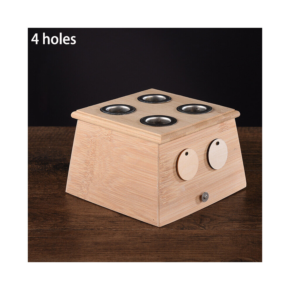 Dechoicelife (A-4 Holes) Bamboo Moxa Stick Burner Moxibustion Therapy Box Herbal Medicine Accessory Warm Acupuncture Point Massage Meridian Massager