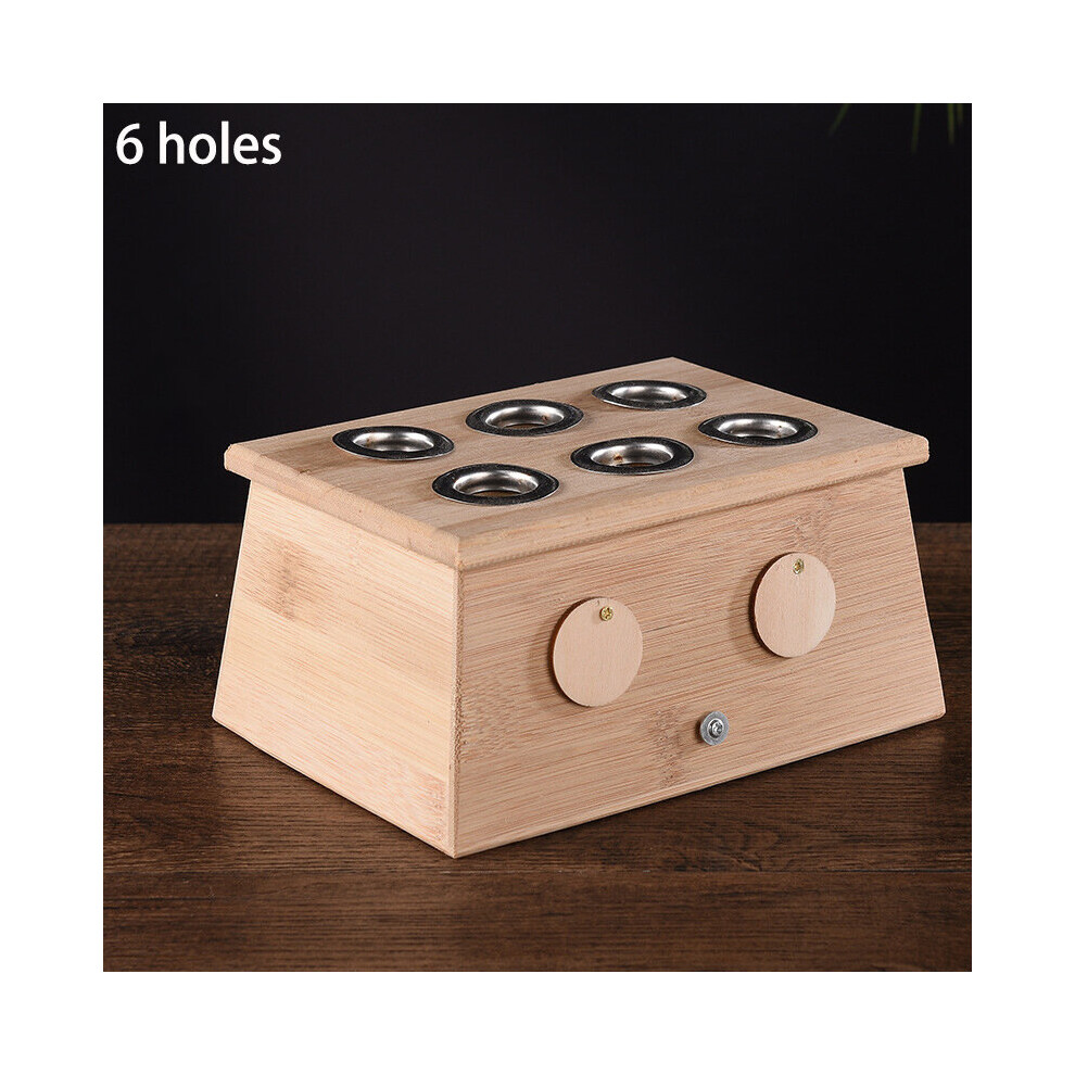 Dechoicelife (A-6 Holes) Bamboo Moxa Stick Burner Moxibustion Therapy Box Herbal Medicine Accessory Warm Acupuncture Point Massage Meridian Massager
