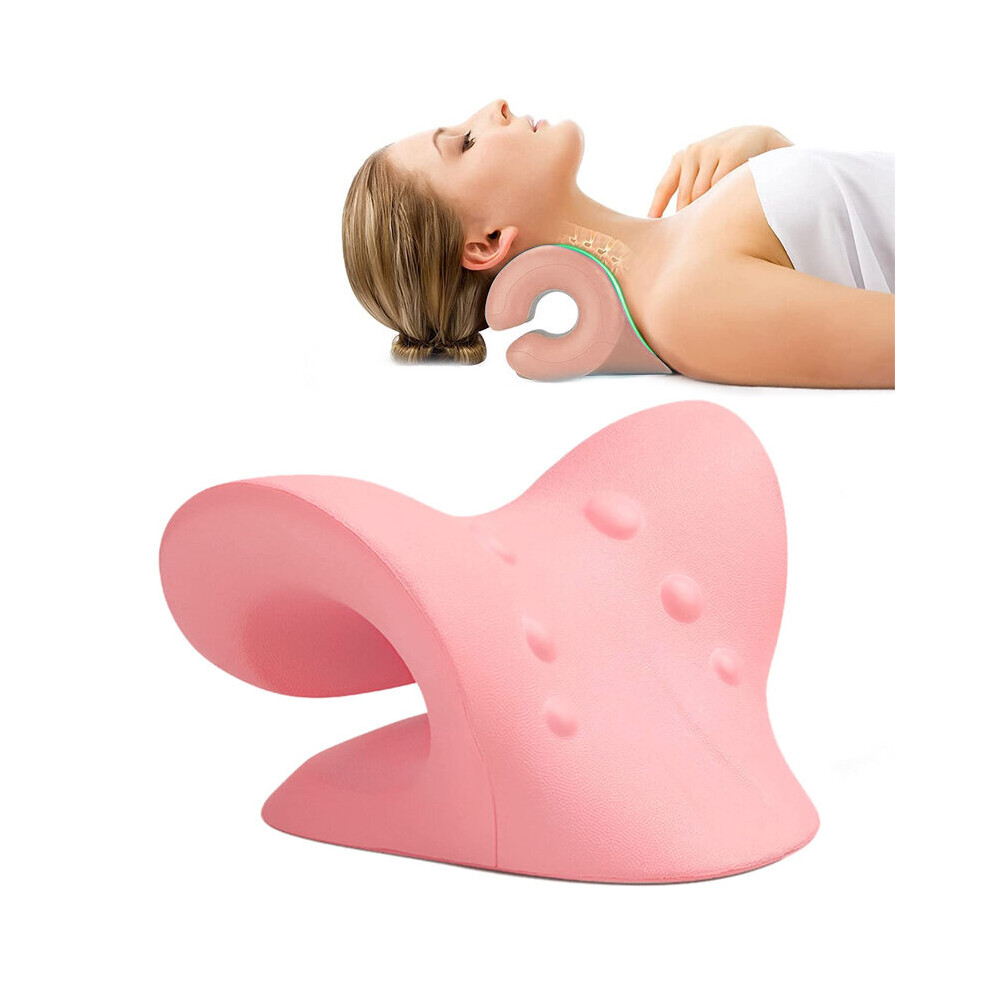 Dechoicelife Pink (A-) Cervical Spine Stretch Gravity Muscle Relaxation Traction Neck Stretcher Shoulder Massage Pillow Relieve Pain Spine Correction