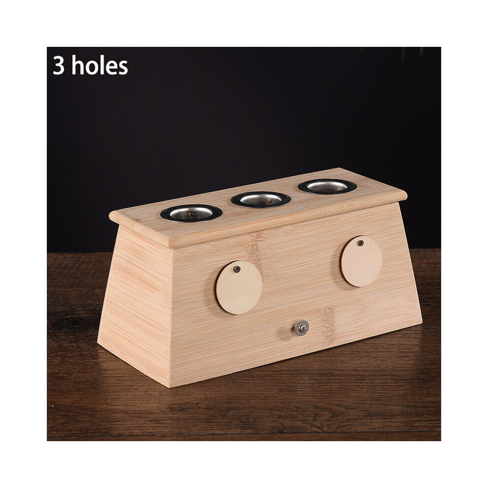 Dechoicelife (A-3 Holes) Bamboo Moxa Stick Burner Moxibustion Therapy Box Herbal Medicine Accessory Warm Acupuncture Point Massage Meridian Massager