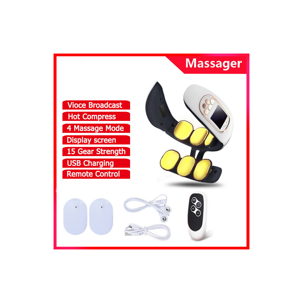 Dechoicelife White (A-Type 1 ) Smart Neck Massager Heating 6 Heads Cervical Spine Pulse Back Massager Wireless Vertebra Relax Pain Kneading Massage Machine