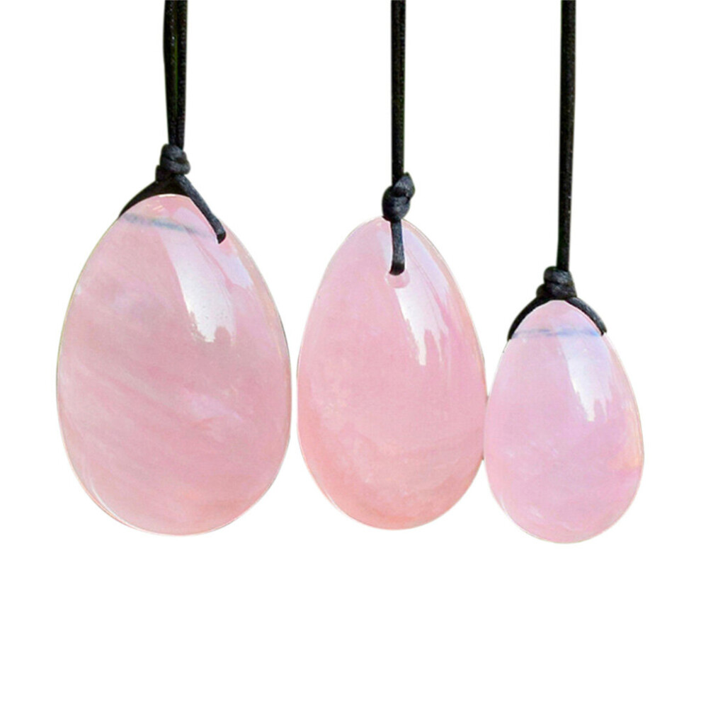 Dechoicelife Pink (A-) Egg Jade Yoni Stone Eggs Quartz Crystal Drilled Exercises Rose Gemstone Nephrite Obsidian