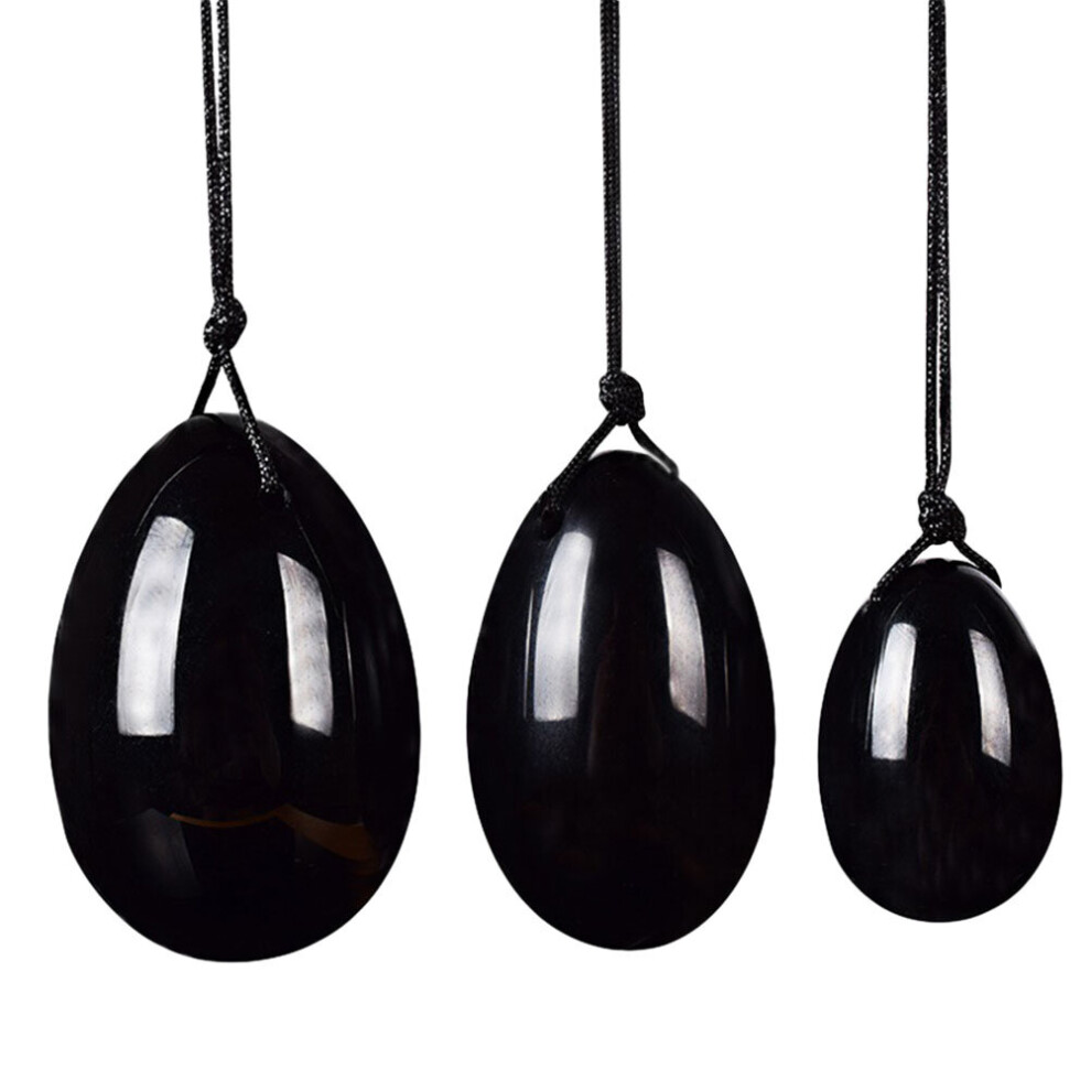 Dechoicelife Black (A-) Egg Jade Yoni Stone Eggs Quartz Crystal Drilled Exercises Rose Gemstone Nephrite Obsidian