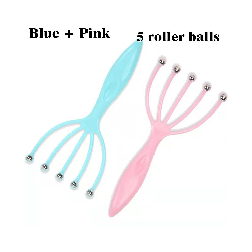 Dechoicelife Unisex Pink/Blue (A- 5 Catch) Grabki Do Skory Five-Claw Scalp Magnetic Bead Head Massage Ball Comb Five Finger Massager Stress Release Hair Brush Glowy Rake