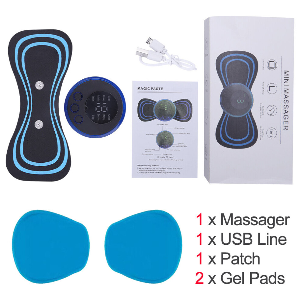 Dechoicelife (A-With 2 Gel Pads) Ems Neck Stretcher Electric Massager Electronic Cervical Massage Patch 8 Mode Vertebra Massage For Relieve Fatigue Health Care