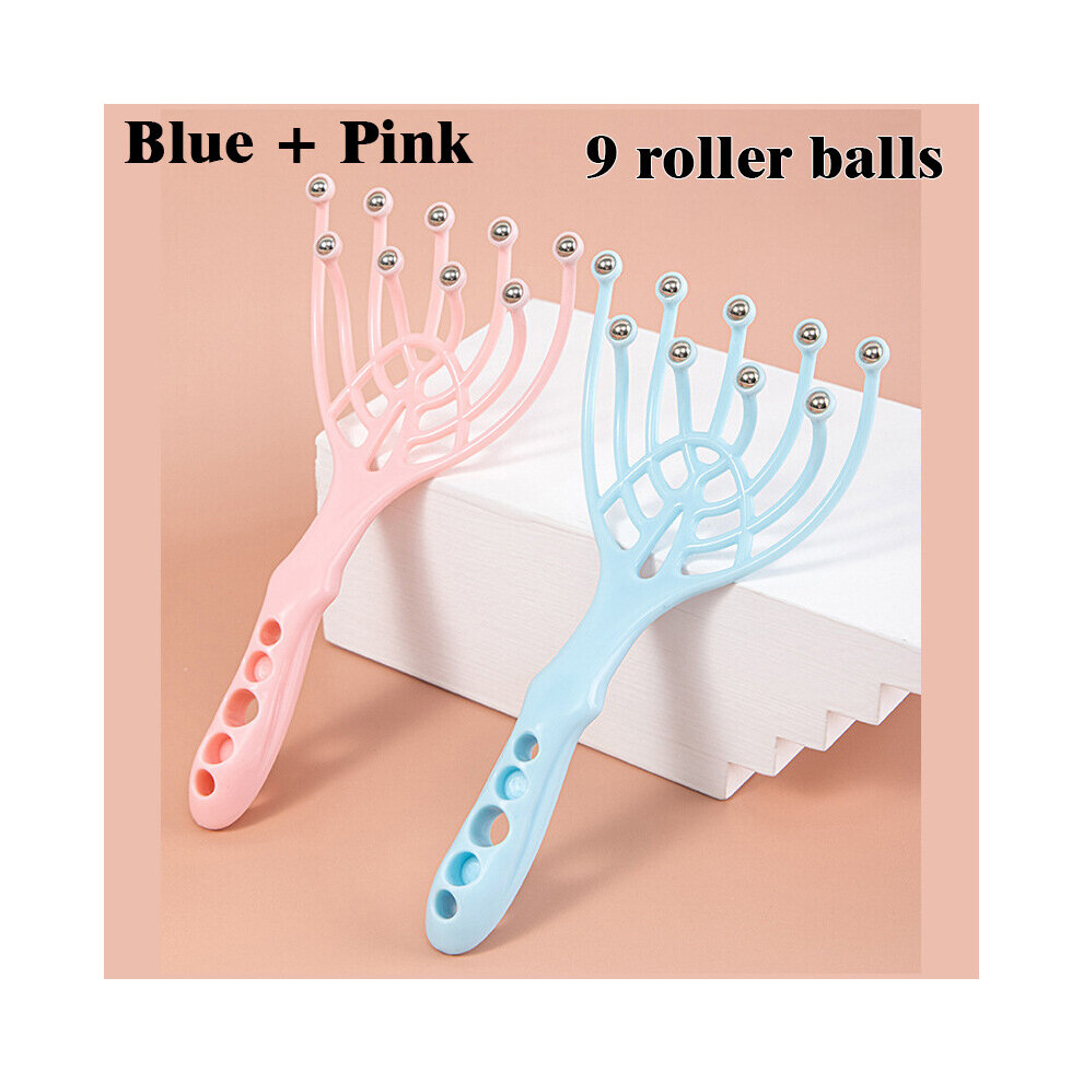 Dechoicelife Unisex Pink/Blue (A- 9 Catch) Grabki Do Skory Five-Claw Scalp Magnetic Bead Head Massage Ball Comb Five Finger Massager Stress Release Hair Brush Glowy Rake
