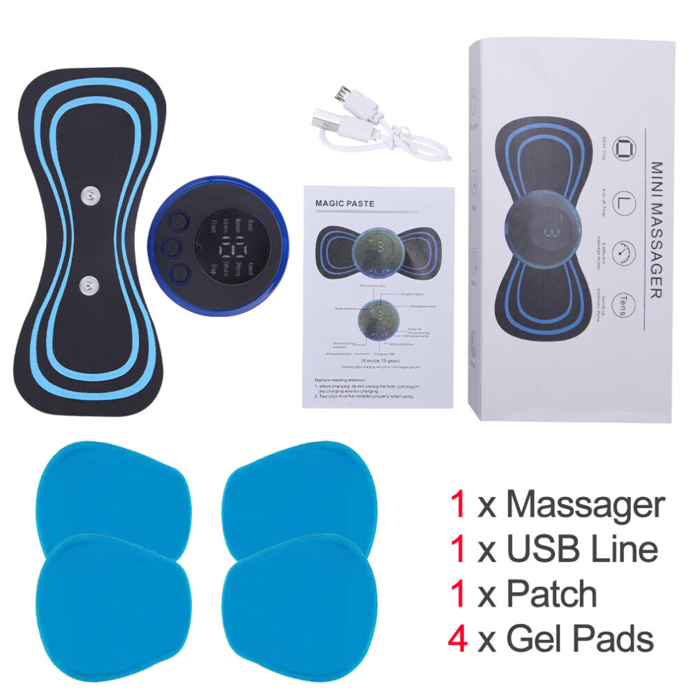 Dechoicelife (A-With 4 Gel Pads) Ems Neck Stretcher Electric Massager Electronic Cervical Massage Patch 8 Mode Vertebra Massage For Relieve Fatigue Health Care