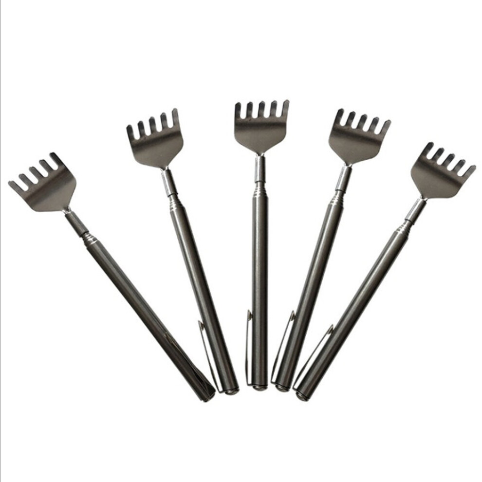 Dechoicelife (A-5Pcs) 1-5Pcs Stainless Steel Telescopic Back Scratcher Telescopic Pen Clip Portable Back Scratcher Itch Massage Tool