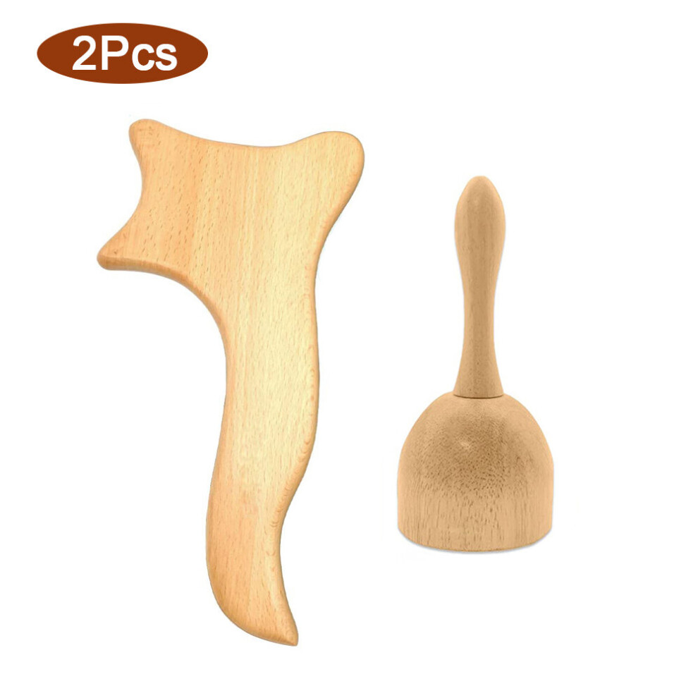Dechoicelife (A-Set C-2Pcs) Wooden Massage Roller Stick Wood Swedish Cup Wood Scraping Board Anti-Cellulite Massager For Body Sculpting Lymphatic Drainage