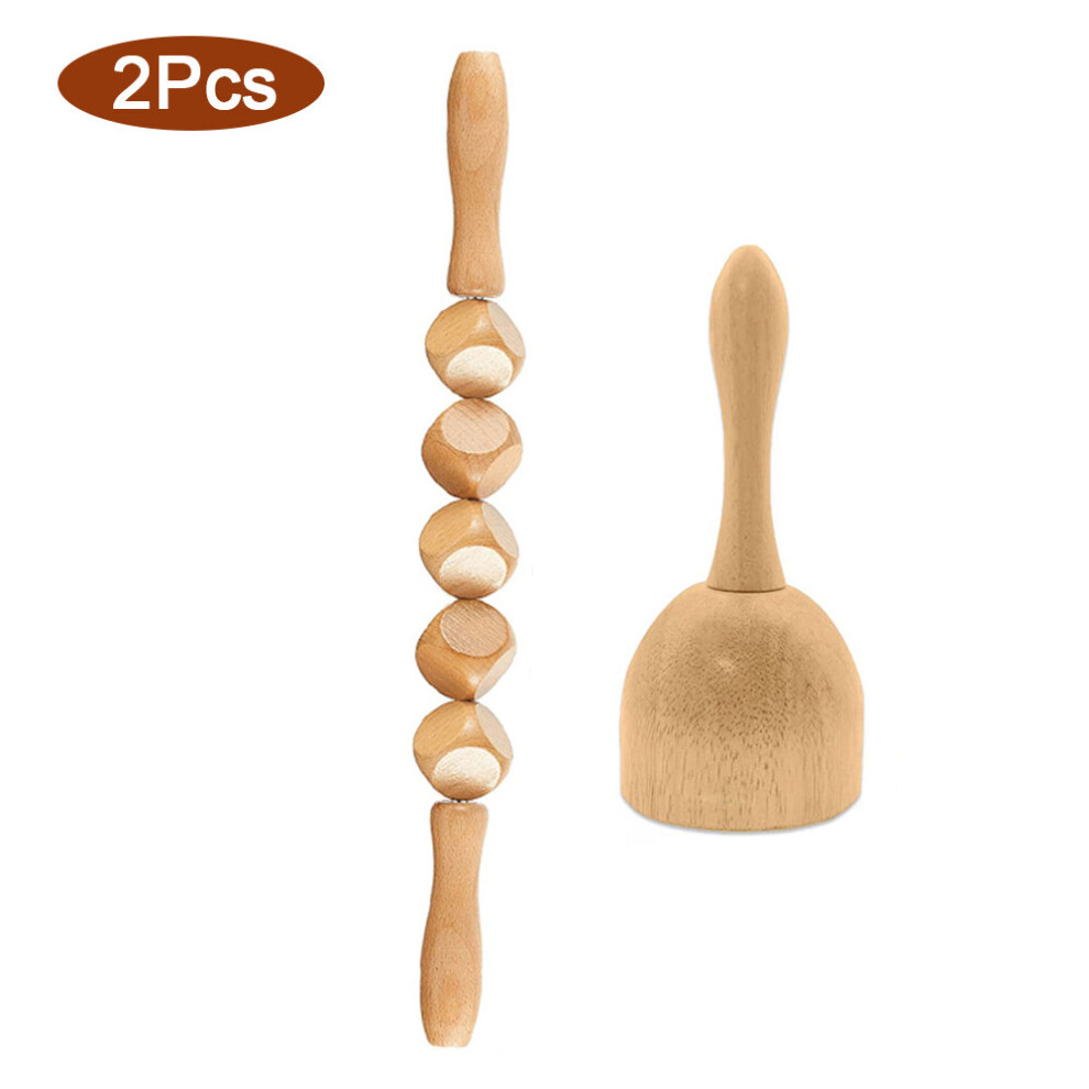 Dechoicelife (A-Set D-2Pcs) Wooden Massage Roller Stick Wood Swedish Cup Wood Scraping Board Anti-Cellulite Massager For Body Sculpting Lymphatic Drainage