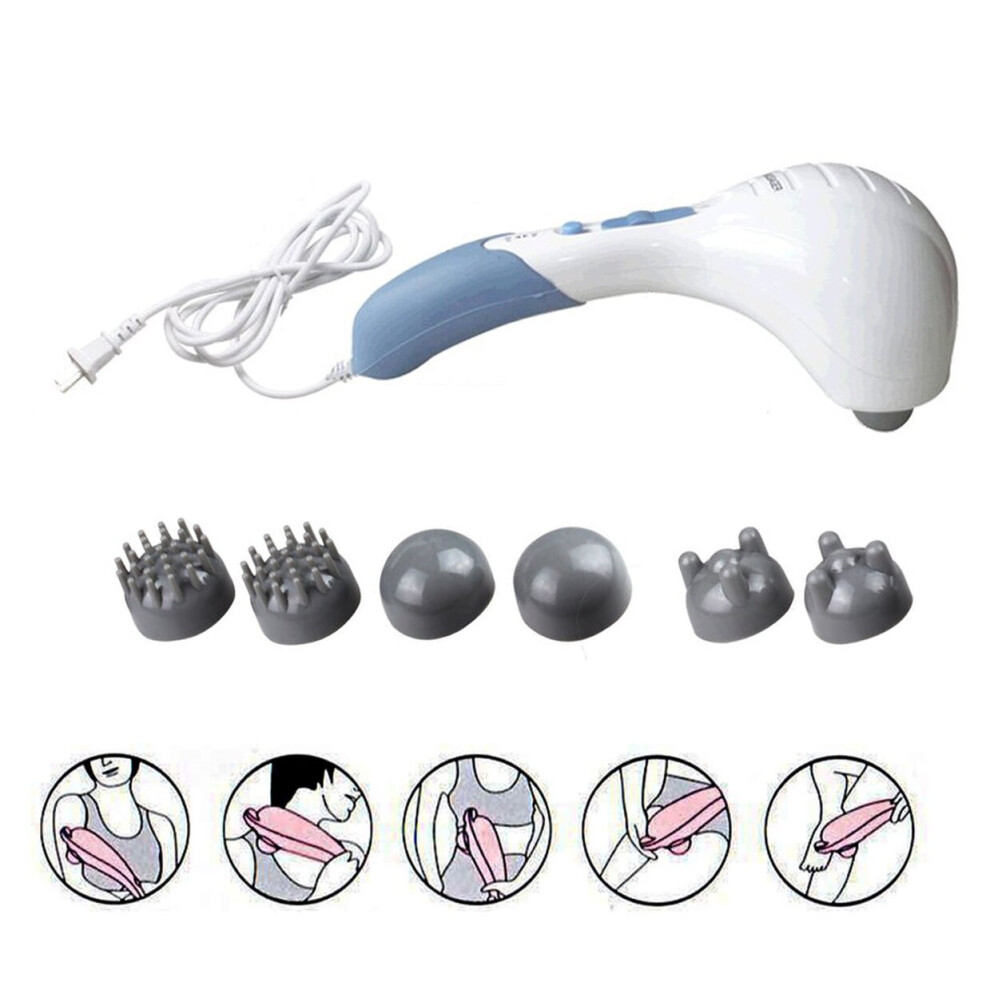 Dechoicelife Handheld Electric Body Massager Back And Waist Knock Vibration Cervical Vertebra Massage Relax 6 Massage Heads Can Be Replaced