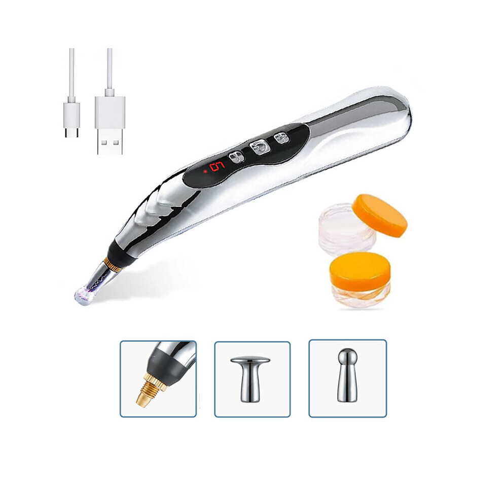 Dechoicelife (A-3 Head) Electric Acupuncture Pen Pain Relief Therapy Muscle Healing Acupuncture Pen 9 Intensity Deep Tissue Massage Relief Pain Tools