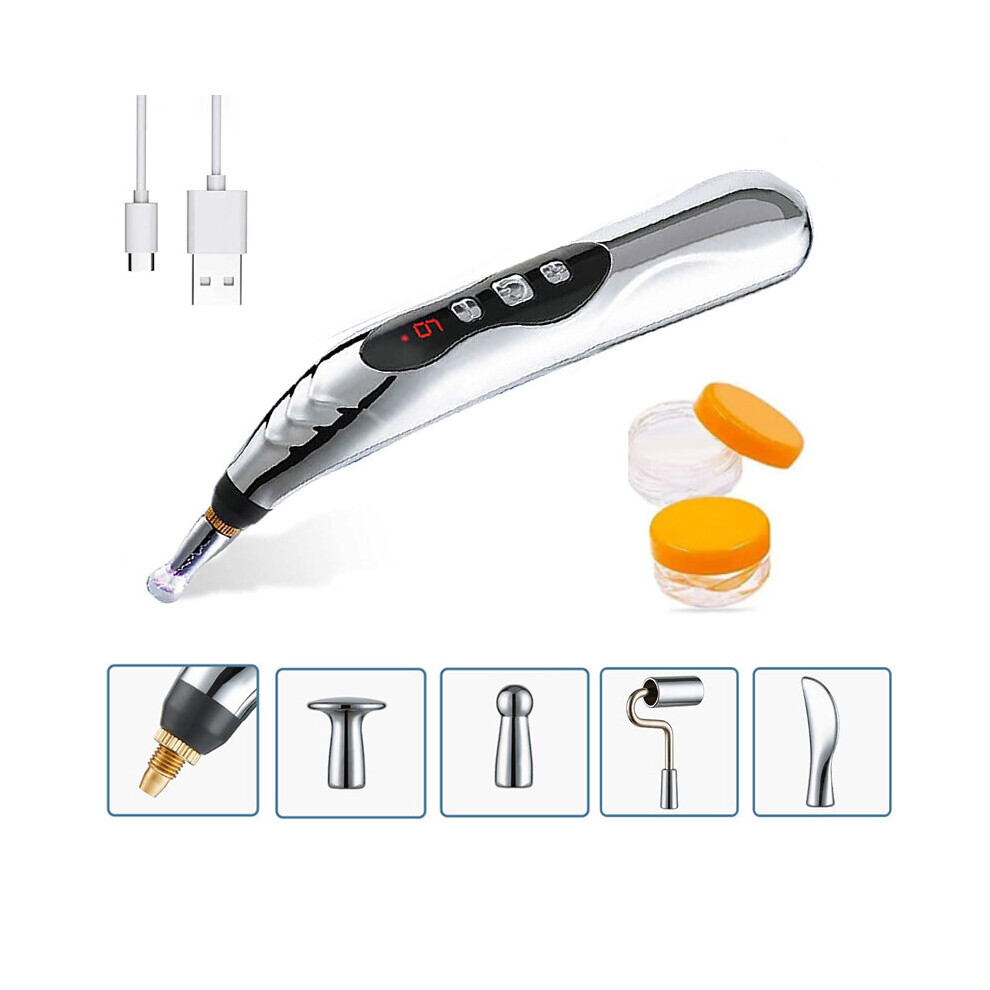 Dechoicelife (A-5 Head) Electric Acupuncture Pen Pain Relief Therapy Muscle Healing Acupuncture Pen 9 Intensity Deep Tissue Massage Relief Pain Tools