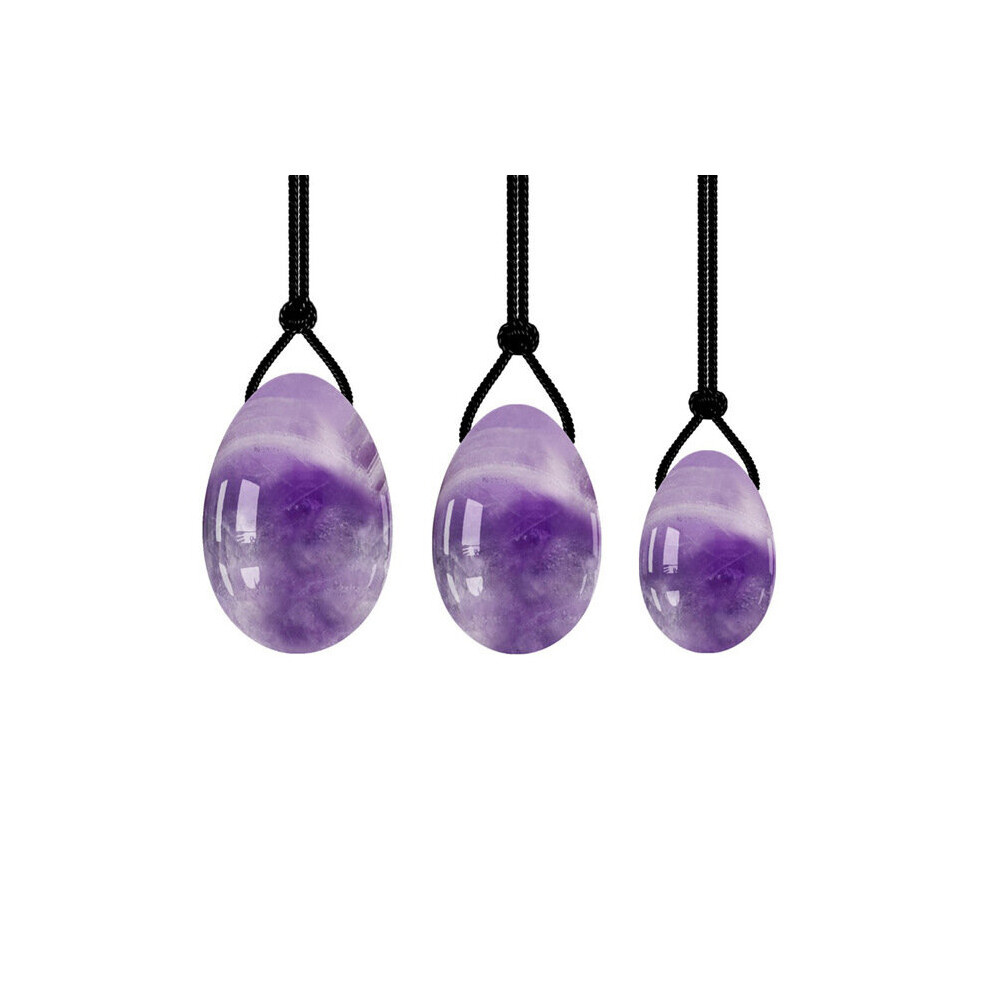 Dechoicelife (A-3Pc Amethyst Egg) 4Pcs Natural Jade Yoni Eggs Massage Wand Set Ladies Kegel Exerciser Yoni Pelvic Floor Muscle Massage For Women Vaginal Wellness