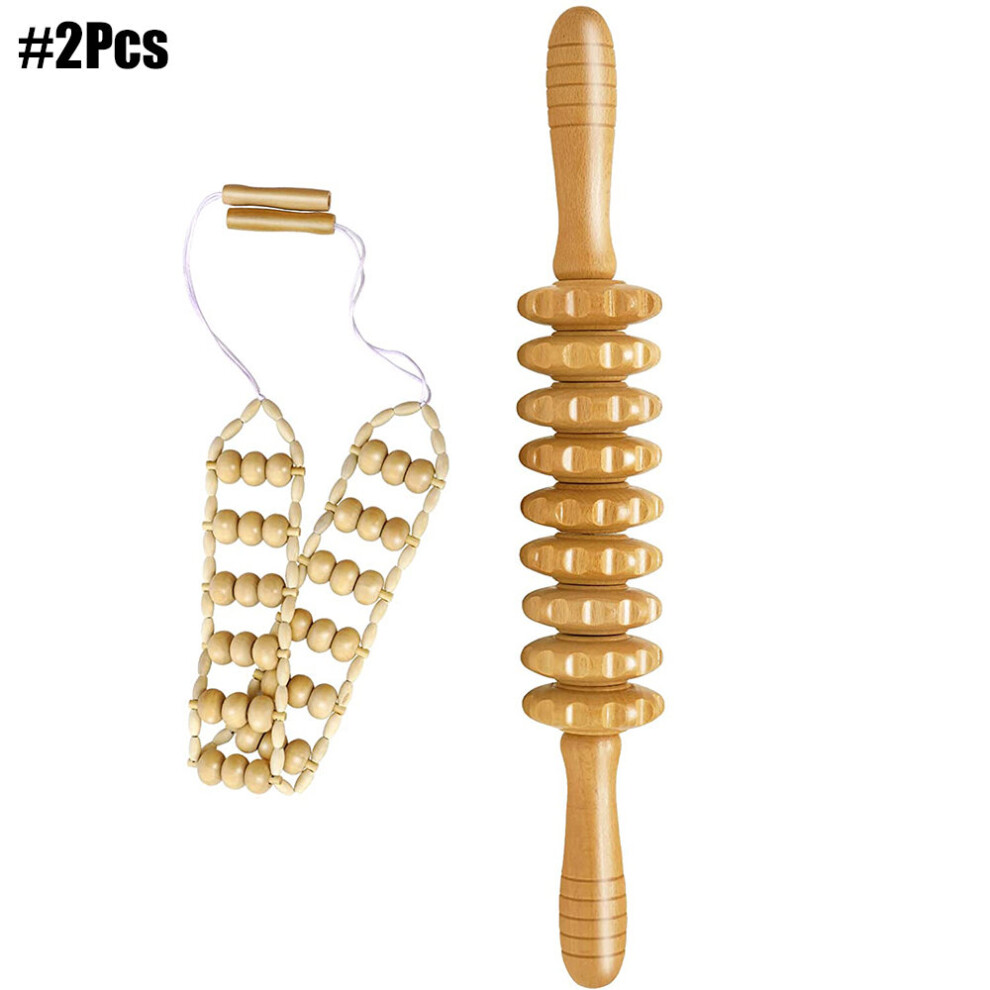 Dechoicelife (A-2Pcs) Multi-Functional Body Massage Roller Stick Wood Therapy Tools For Body Sculpting, Anti-Cellulite Muscle Sore, Maderoterapia Kit