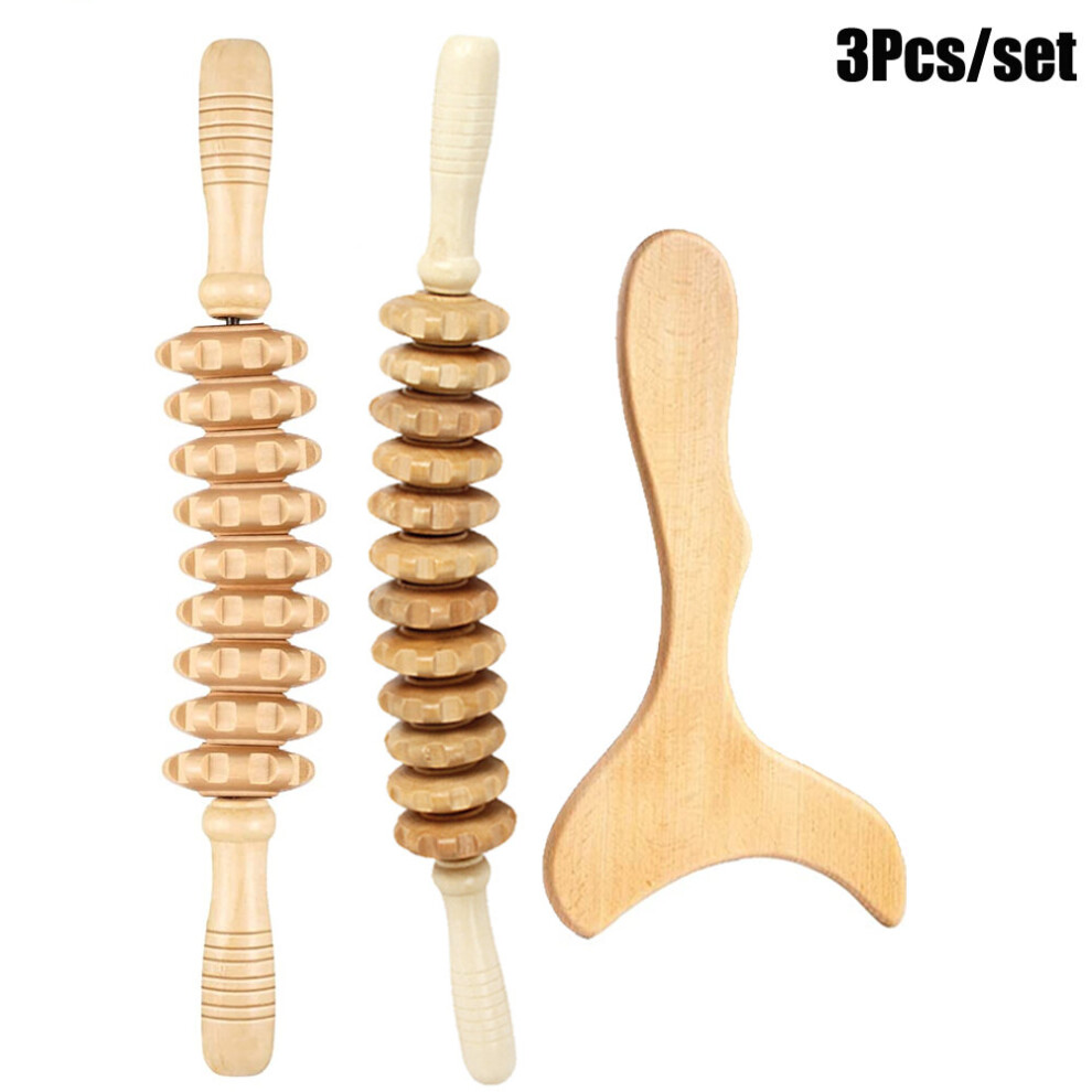 Dechoicelife (A-3Pcs) Wood Therapy Massage Tools For Body Shaping,Lymphatic Drainage Massager,Maderoterapia Kit Colombiana,Wood Massage Tools