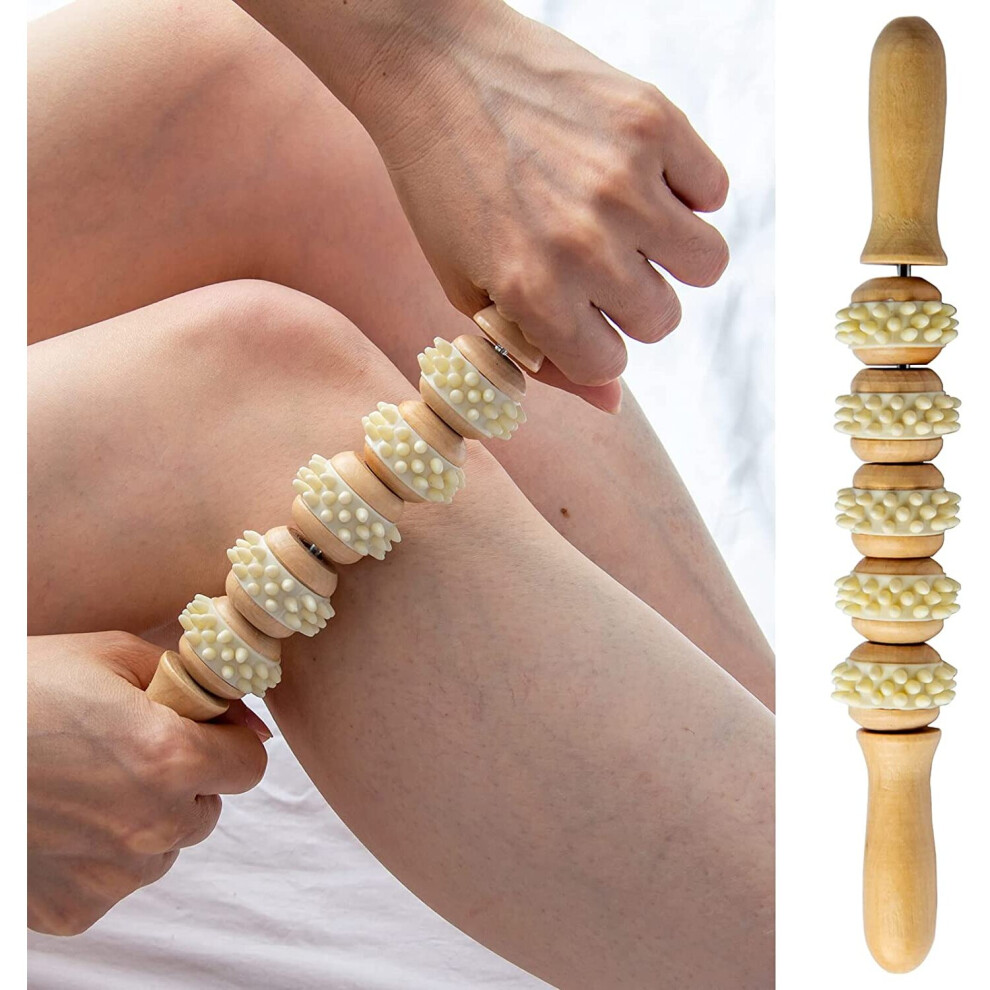 Dechoicelife Handheld Massage Roller Stick For Sore Muscle, Wood Therapy Massage Tools For Body, Wooden Fascia Roller For Deep Tissue