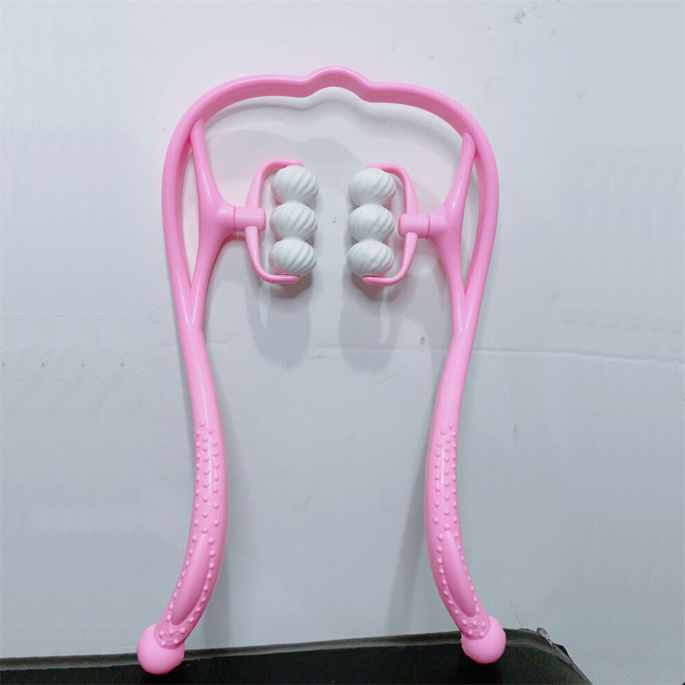 Dechoicelife Pink (A- 2) Plastic Cervical Spine Massager Swan Shape Six-Wheel Neck Massager Roller Pressing Manual Leg Massage Cervical Spine Health Care
