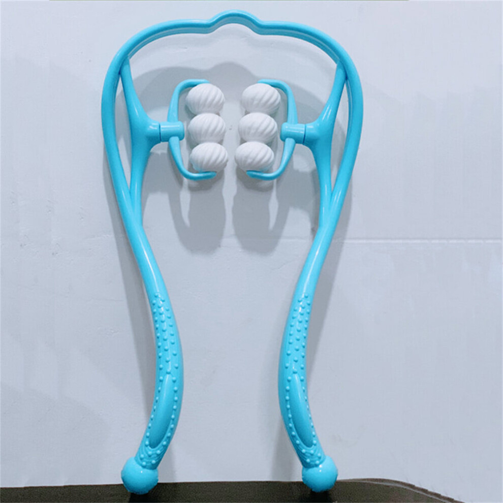 Dechoicelife Blue (A- 2) Plastic Cervical Spine Massager Swan Shape Six-Wheel Neck Massager Roller Pressing Manual Leg Massage Cervical Spine Health Care