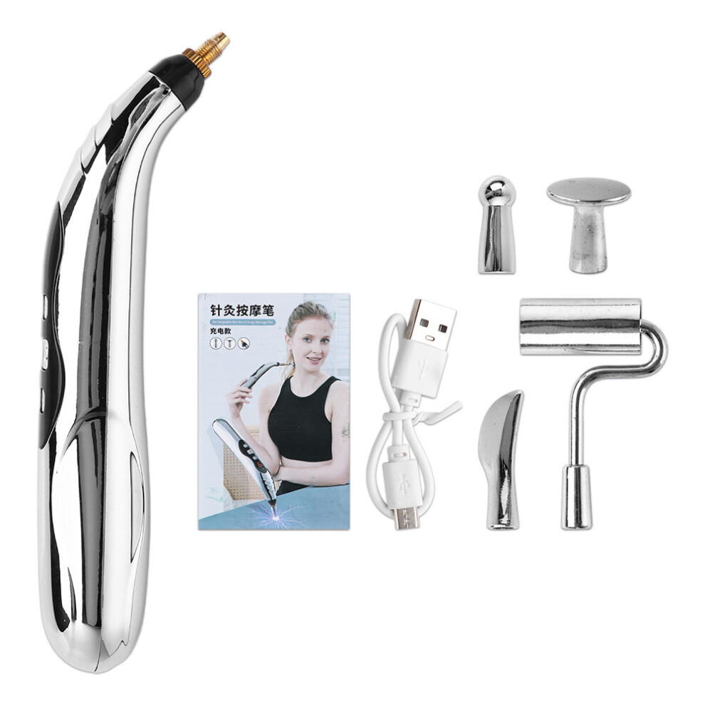 Dechoicelife (A-5Head No Box) Usb Rechargeable Meridian Energy Pen Electronic Acupuncture Pen Electric Meridians Laser Therapy Heal Massage Pen Relief Pain