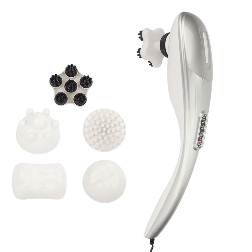 Dechoicelife Silver (A- Eu Plug) Hand Held Body Massage Hammer Vibration Body Waist Leg Relax Pain Relieve Massage Stick Multifunction Cervical Vertebra Roller