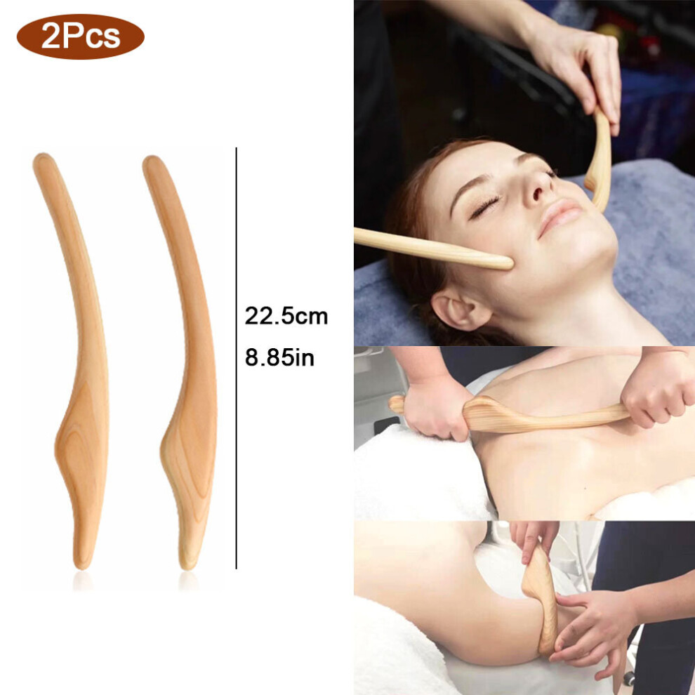 Dechoicelife (A-Style A-2Pcs) Multifunctional Wooden Face Scraper Massager Guasha Scraping Stick Fat Burner Back Shoulder Lymphatic Drainage Massage Slimming