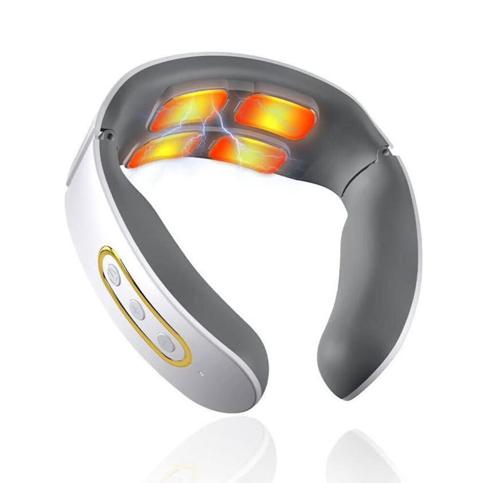Dechoicelife Ems Neck Massager Electric Neck Massage Machine Lymphatic Pulse Heating Relax Neck Pain Relief Intelligent Cervical Massager