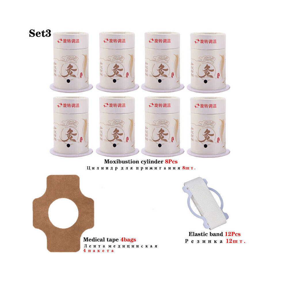 Dechoicelife (A-Set 3) Moxibustion Stick Burner Wormwood Mugwort Rolls Moxa Box Acupuncture Points Heating Massage Warm Meridian Massager Health Care