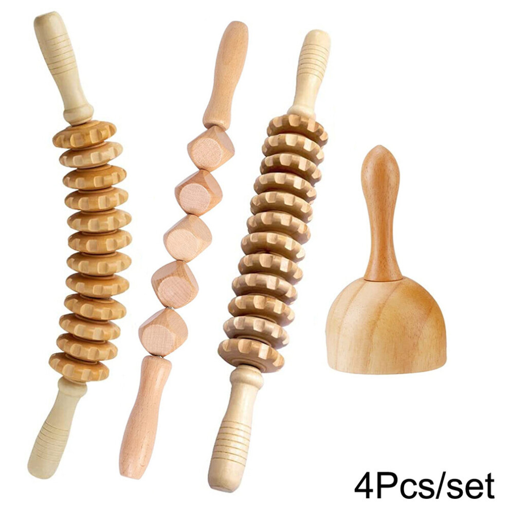 Dechoicelife (A-4Pcs) Wood Therapy Massage Tools,Lymphatic Drainage Massager,Maderoterapia Kit Wooden Massager,Body Sculpting Tools For Muscle Relief