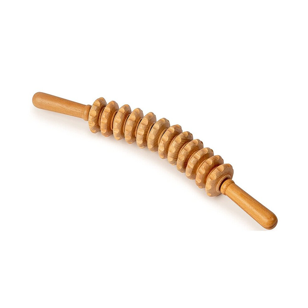 Dechoicelife (A-Type A) Wood Therapy Roller Gear Stick Massage Tool Cellulite Slimming Roller Massager Lymphatic Drainage Body Shaping Trigger Stick
