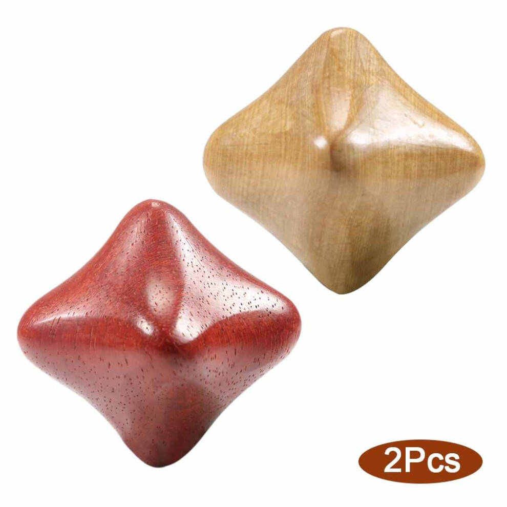 Dechoicelife Gold (A-) 2Pcs Wooden Massage Balls Star Shaped Hand Massage Balls Palm Acupuncture Ball For Body Foot Hand Blood Circulation Muscle Relax