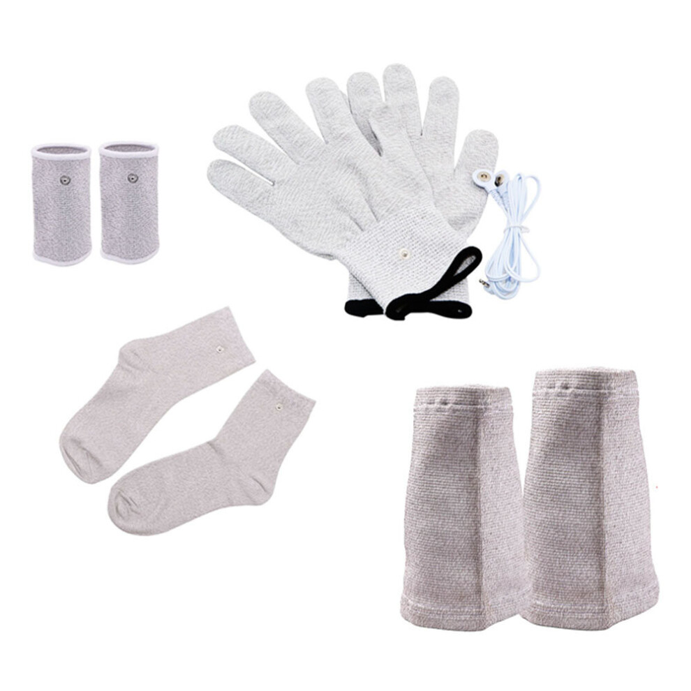 Dechoicelife Silver Conductive Fiber Gloves Kneepads Ems Electric Massage Therapy Socks Bracer Cable Electrode Pads For Digital Massager