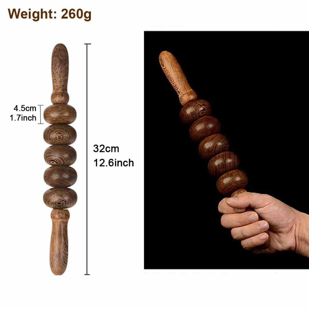 Dechoicelife (A-Auburn) Handheld Wooden Roller Massage Stick Cellulite Massage Trigger Point Wood Stick Body Therapy Massager Muscle Relief Tool