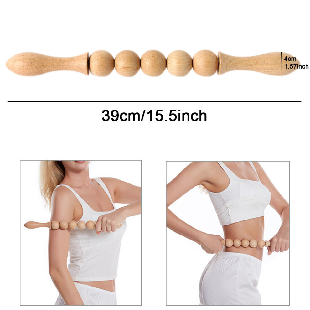 Dechoicelife Ivory (A-) Handheld Wooden Roller Massage Stick Cellulite Massage Trigger Point Wood Stick Body Therapy Massager Muscle Relief Tool