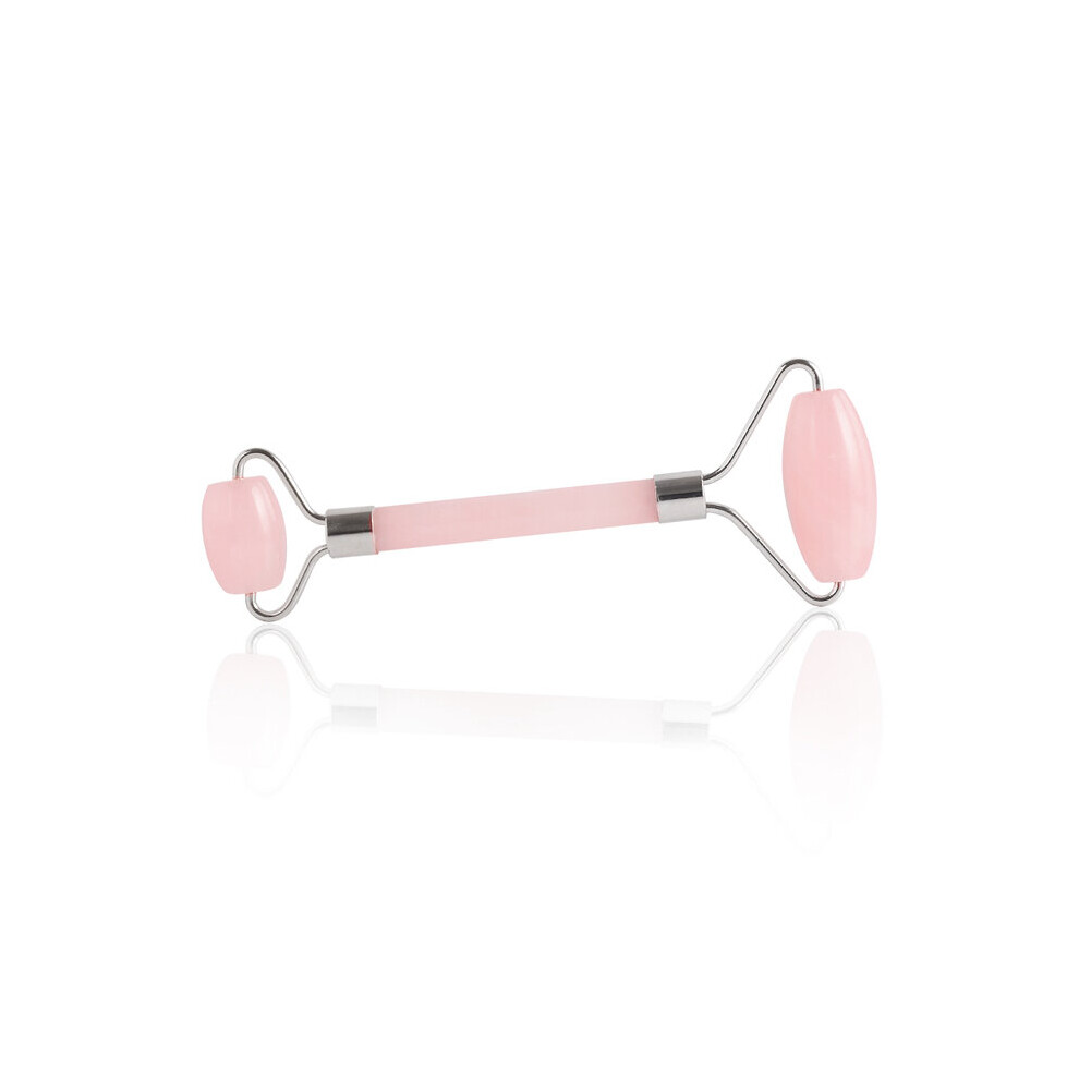 Dechoicelife Silver (A-) Rose Quartz Face Care Massage Roller Natural Stone Crystal Mineral Healing Neck Jade Massager Apparatus Skincare Gua Sha Detox